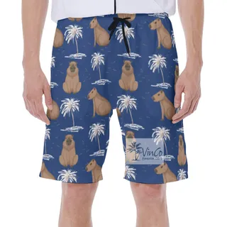Funny Capybara Aloha Swim Trunks For Men