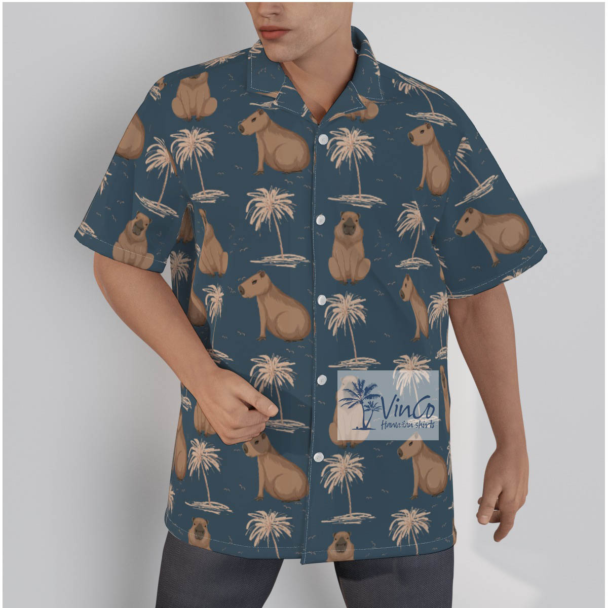Capybara Print Hawaiian Shirt For Men - variant image 1