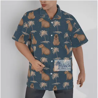 Capybara Print Hawaiian Shirt For Men