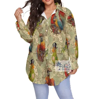 Funny Pirate Parrot Hawaiian Oversize Shirt