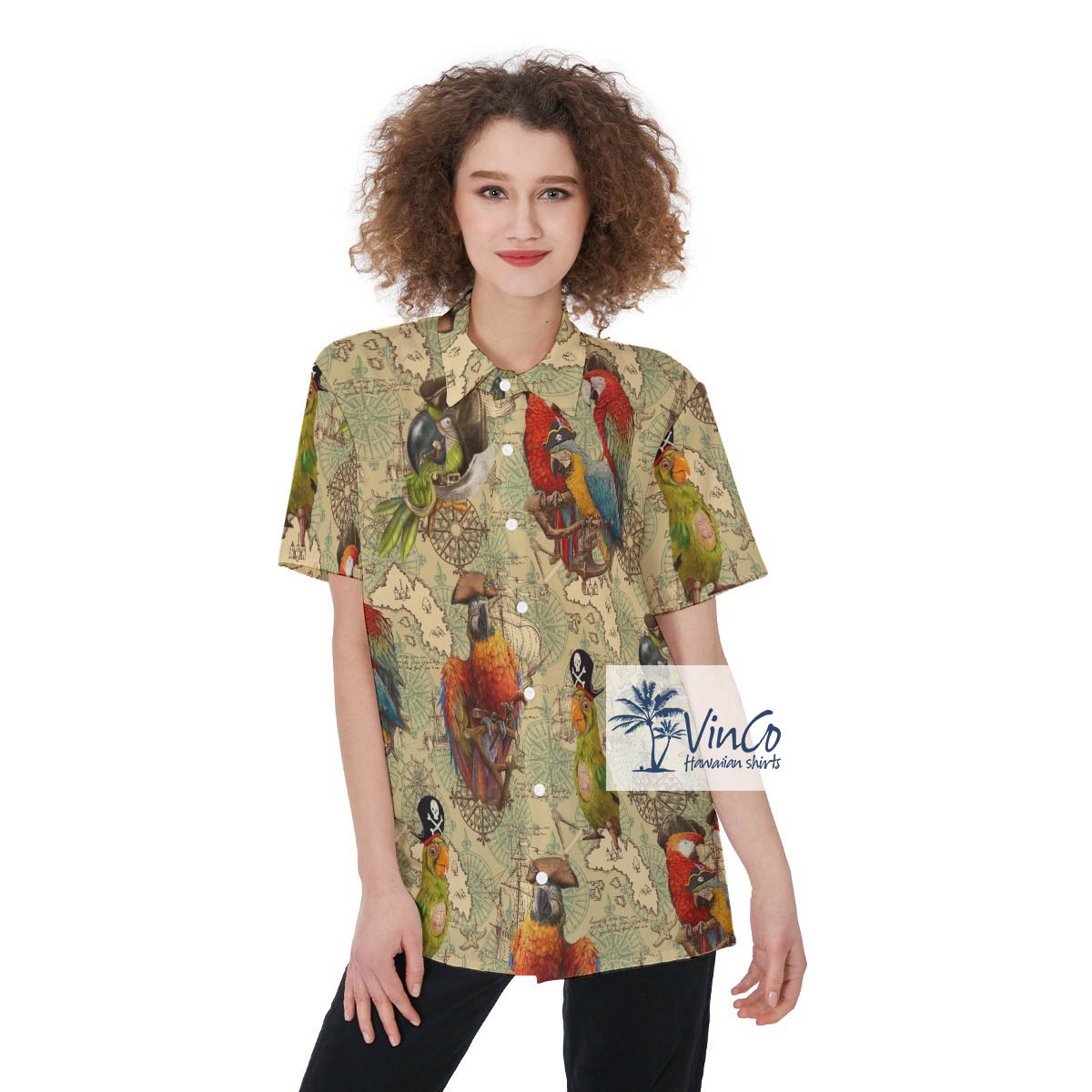 Parrot Pirate Aloha Shirt For Women - variant image 1