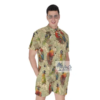 Funny Parrot Pirate Hawaiian Romper