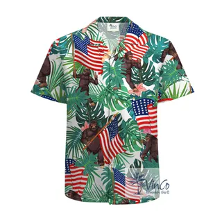 100% Cotton American Bigfoot Hawaiian Shirt for Men