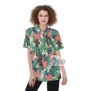 Tropical Bigfoot 4th Of July Aloha Shirt For Women