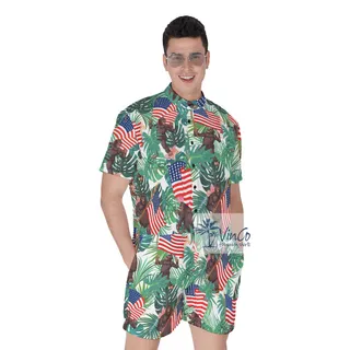 Funny Patriotic Bigfoot Tropical Romper For Men