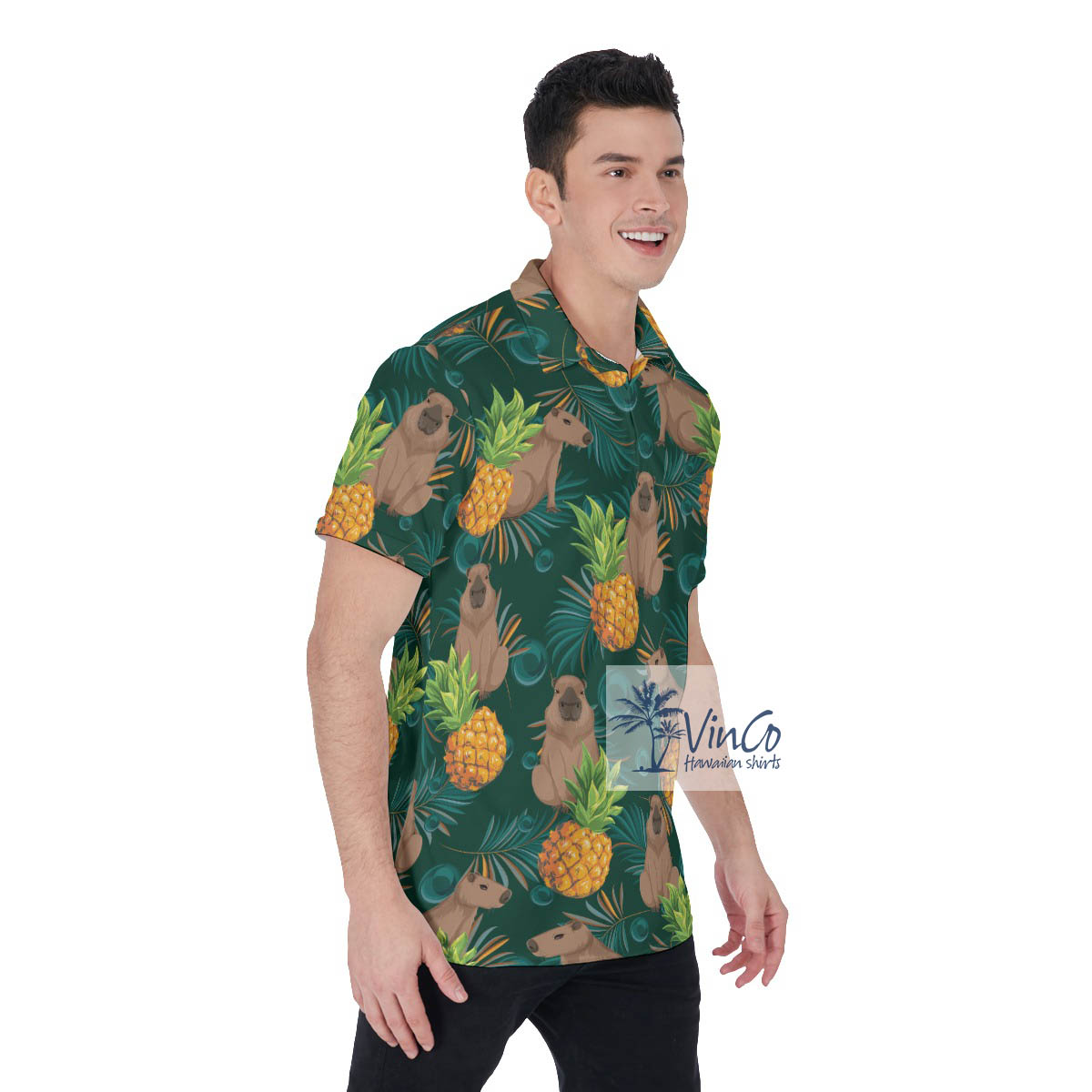 Capybara Print Tropical Golf Shirt For Men