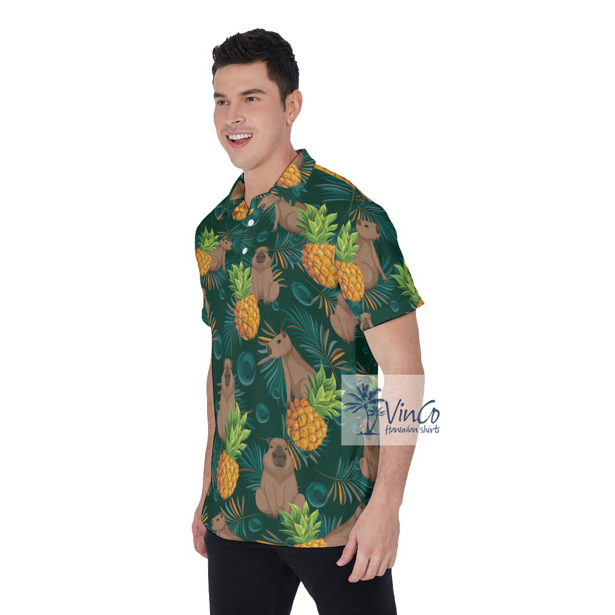 Capybara Print Tropical Golf Shirt For Men