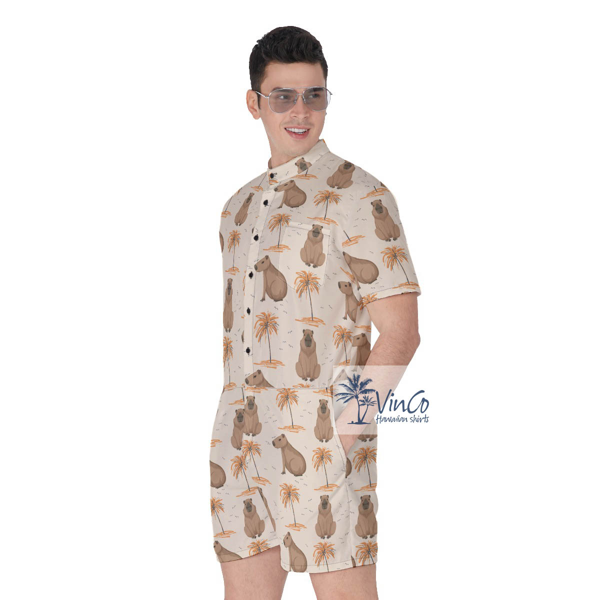 Funny Capybara Summer Romper For Men
