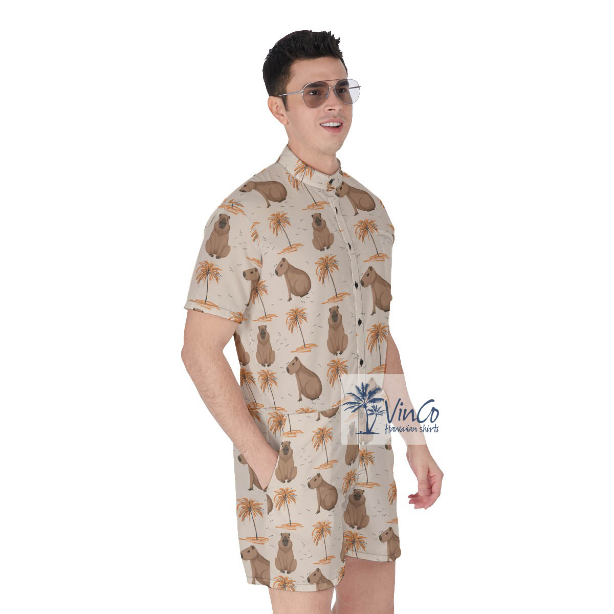 Funny Capybara Summer Romper For Men