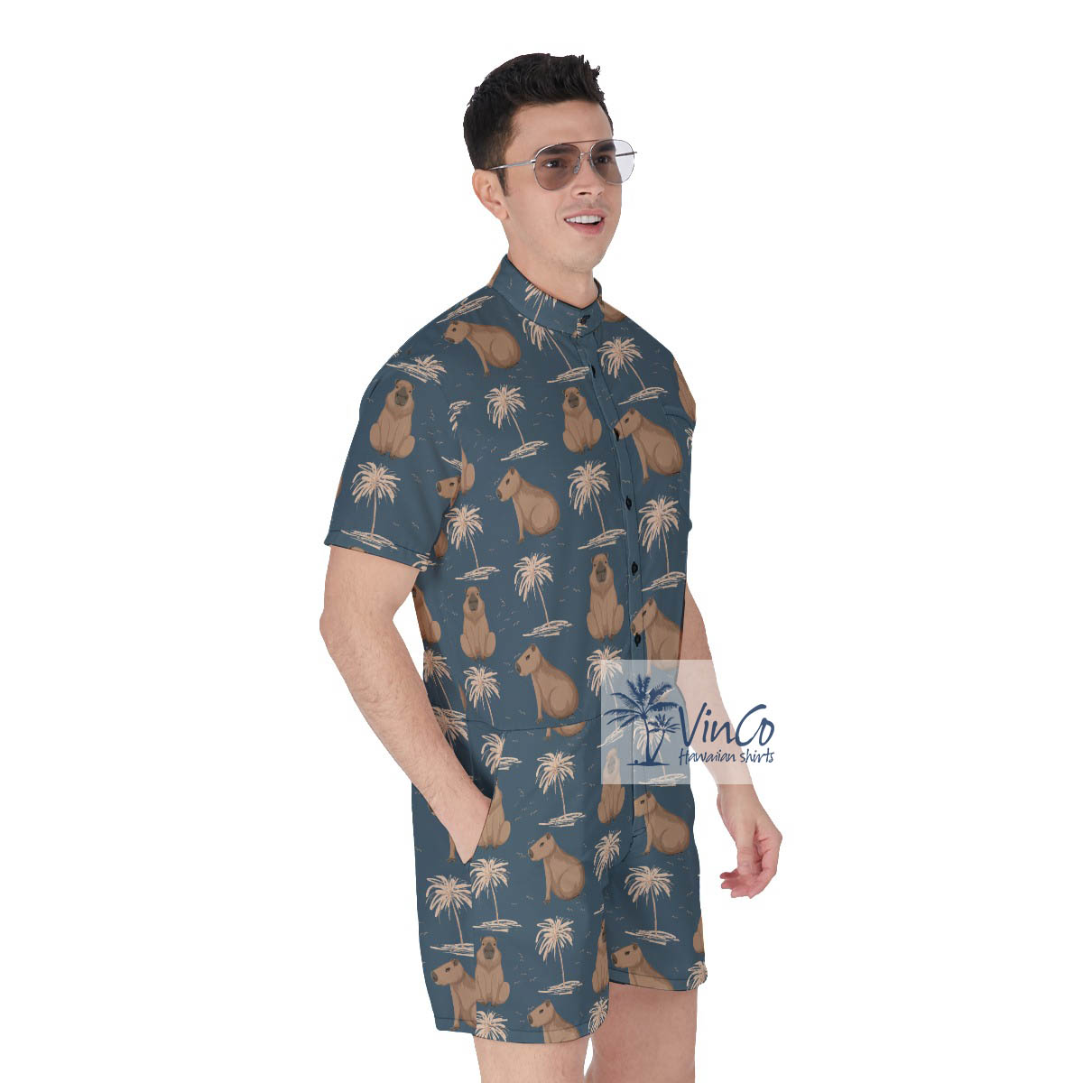 Cool Capybara Hawaiian Romper For Men