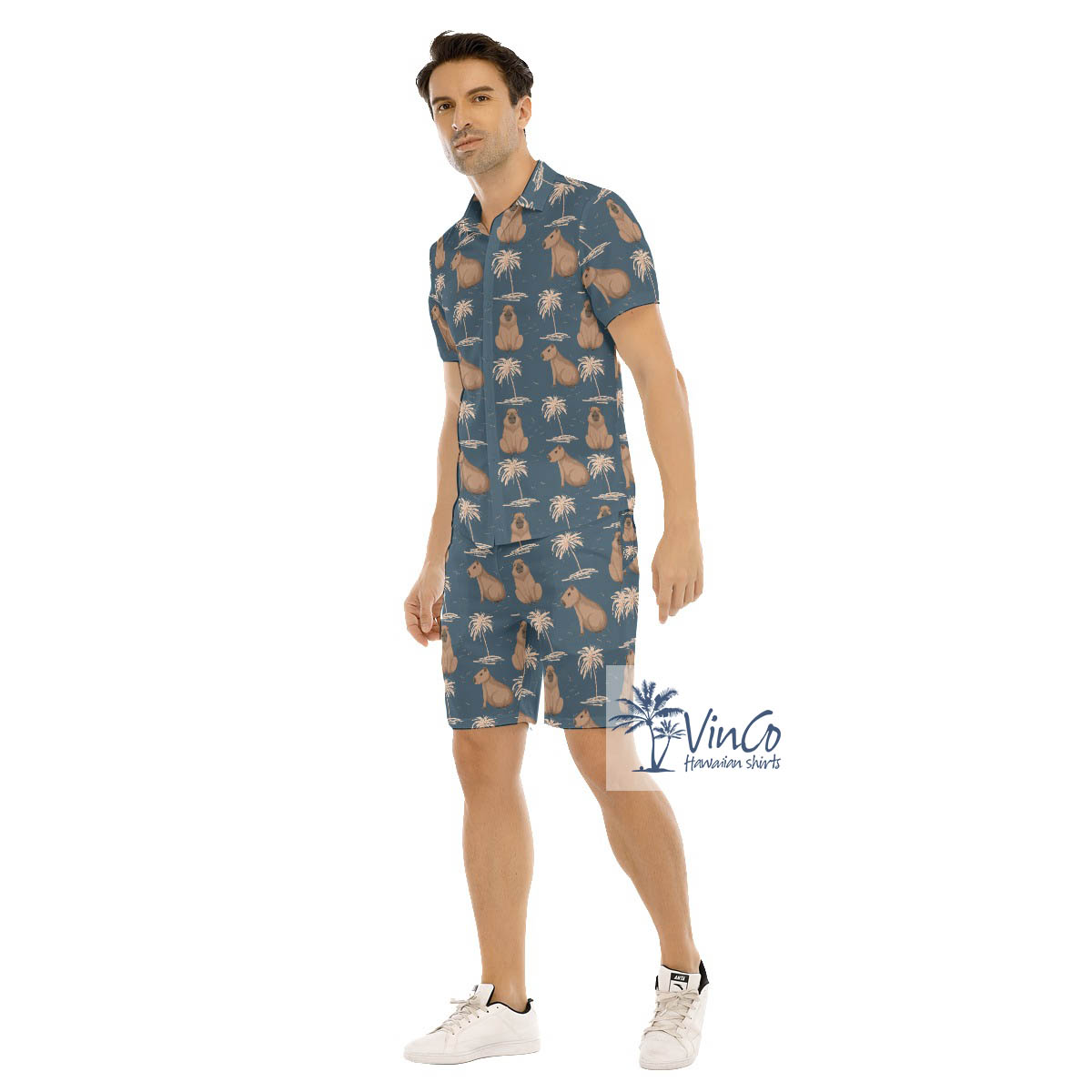 Matching Capybara Summer Beach Shirt And Shorts Set For Men