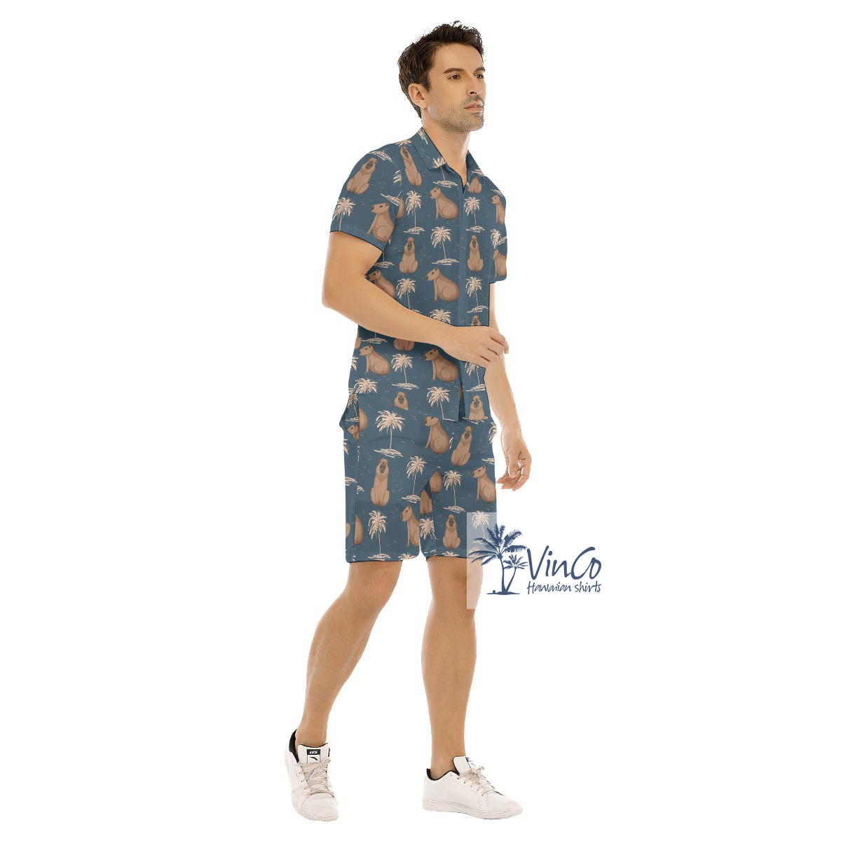 Matching Capybara Summer Beach Shirt And Shorts Set For Men