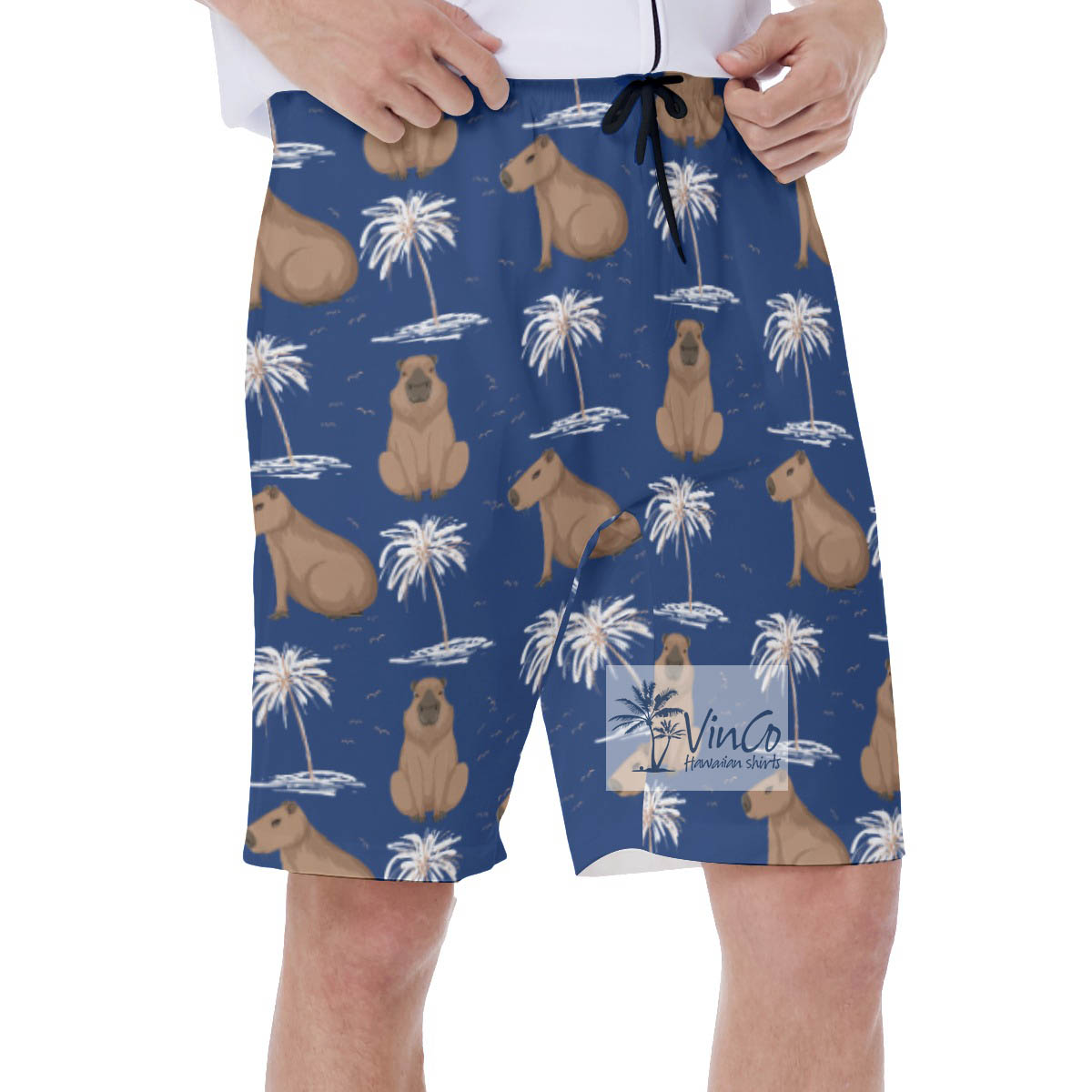 Funny Capybara Aloha Swim Trunks For Men