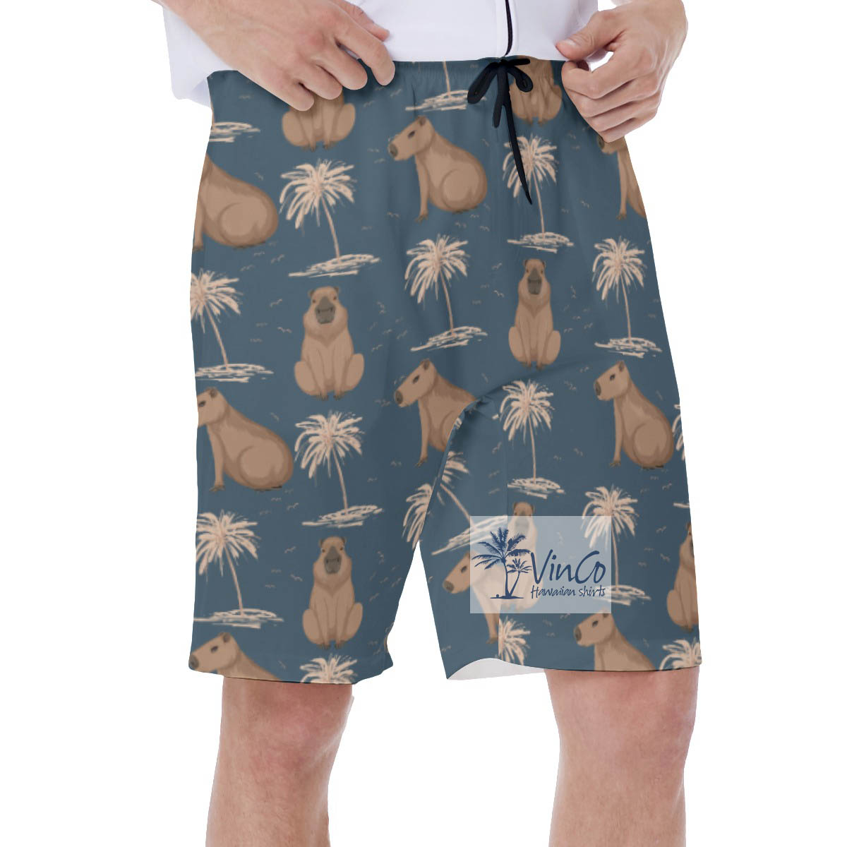 Cool Capybara Hawaiian Swim Trunks For Men