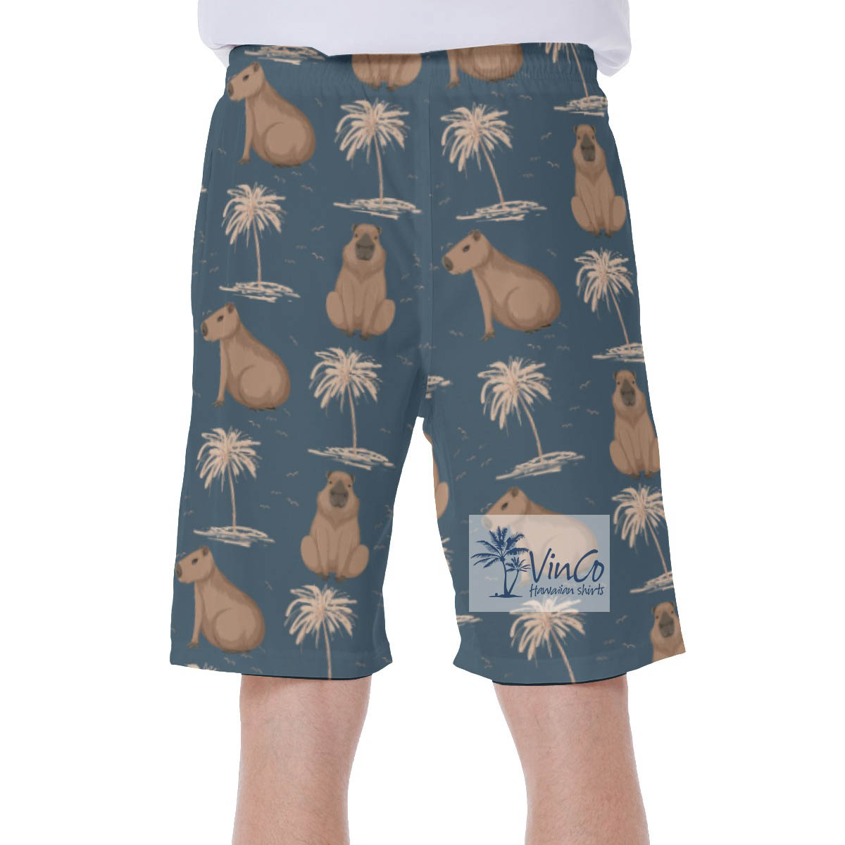 Cool Capybara Hawaiian Swim Trunks For Men