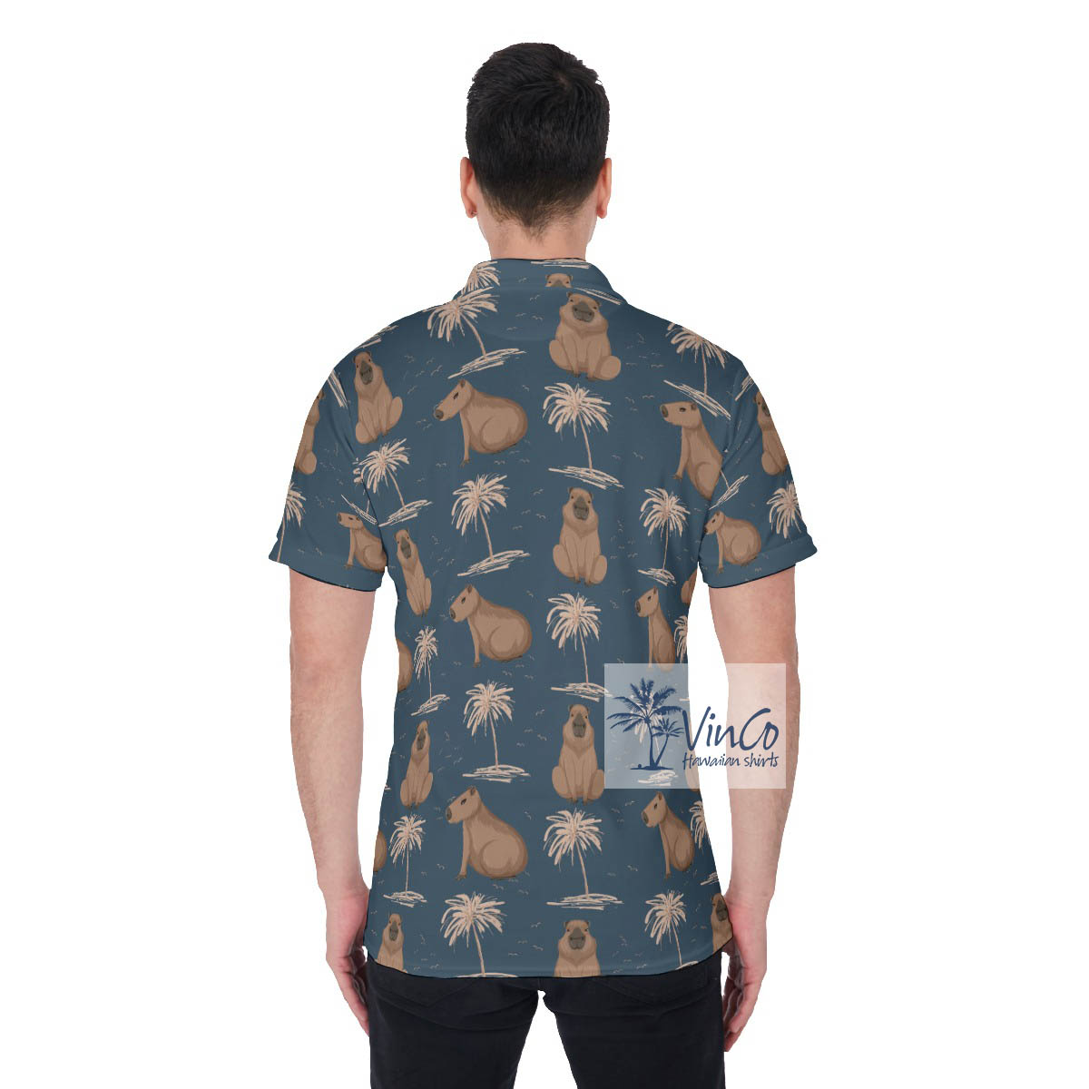 Funny Capybara Print Hawaiian Polo Shirt For Men