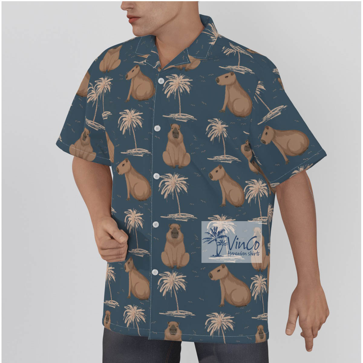 Capybara Print Hawaiian Shirt For Men