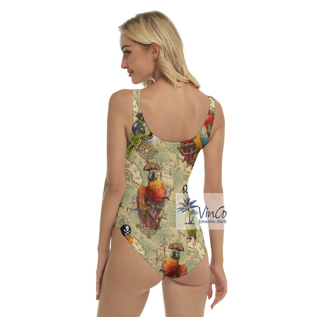 Funny Pirate Parrot Hawaiian Summer Swimsuit