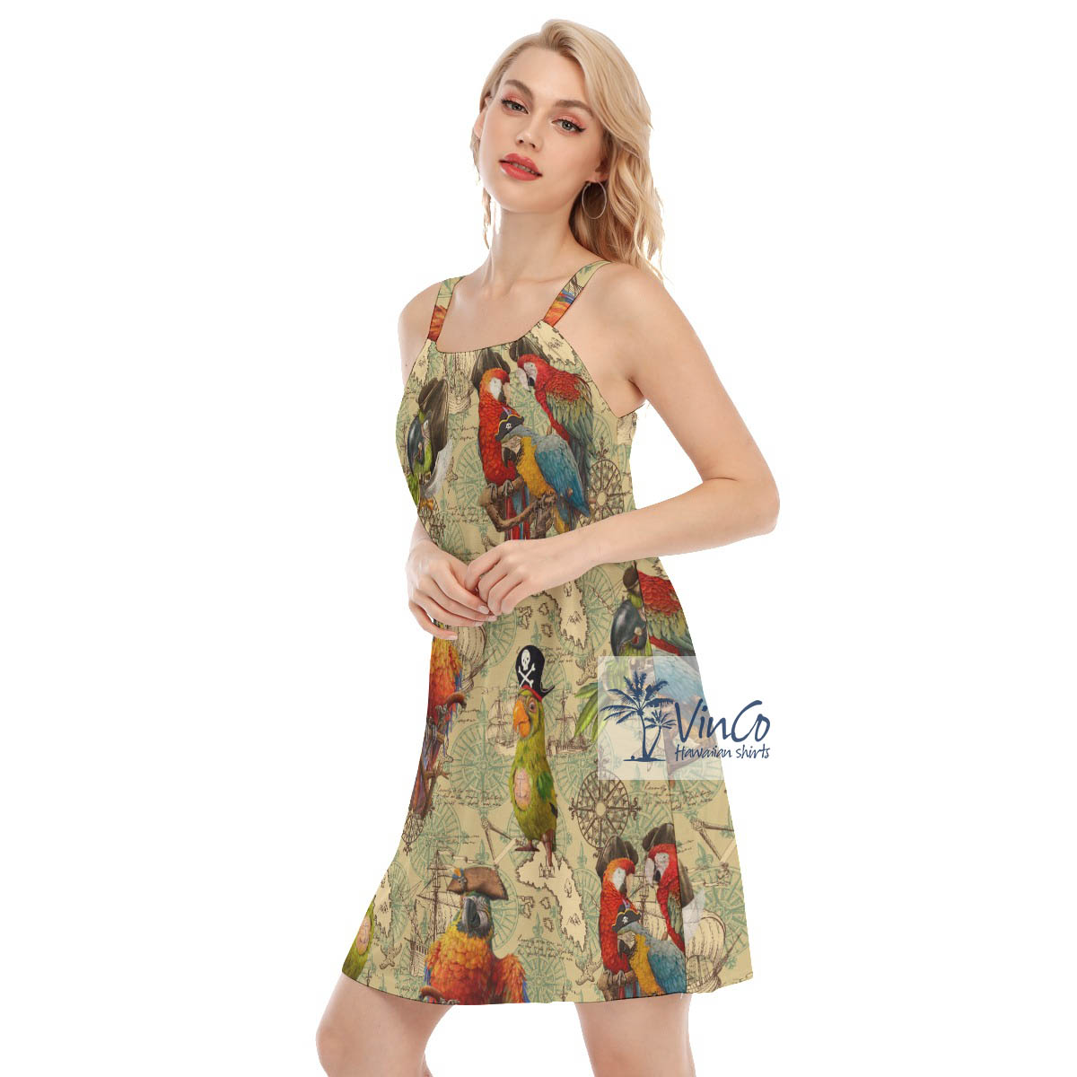 Funny Pirate Parrot Hawaiian Dress