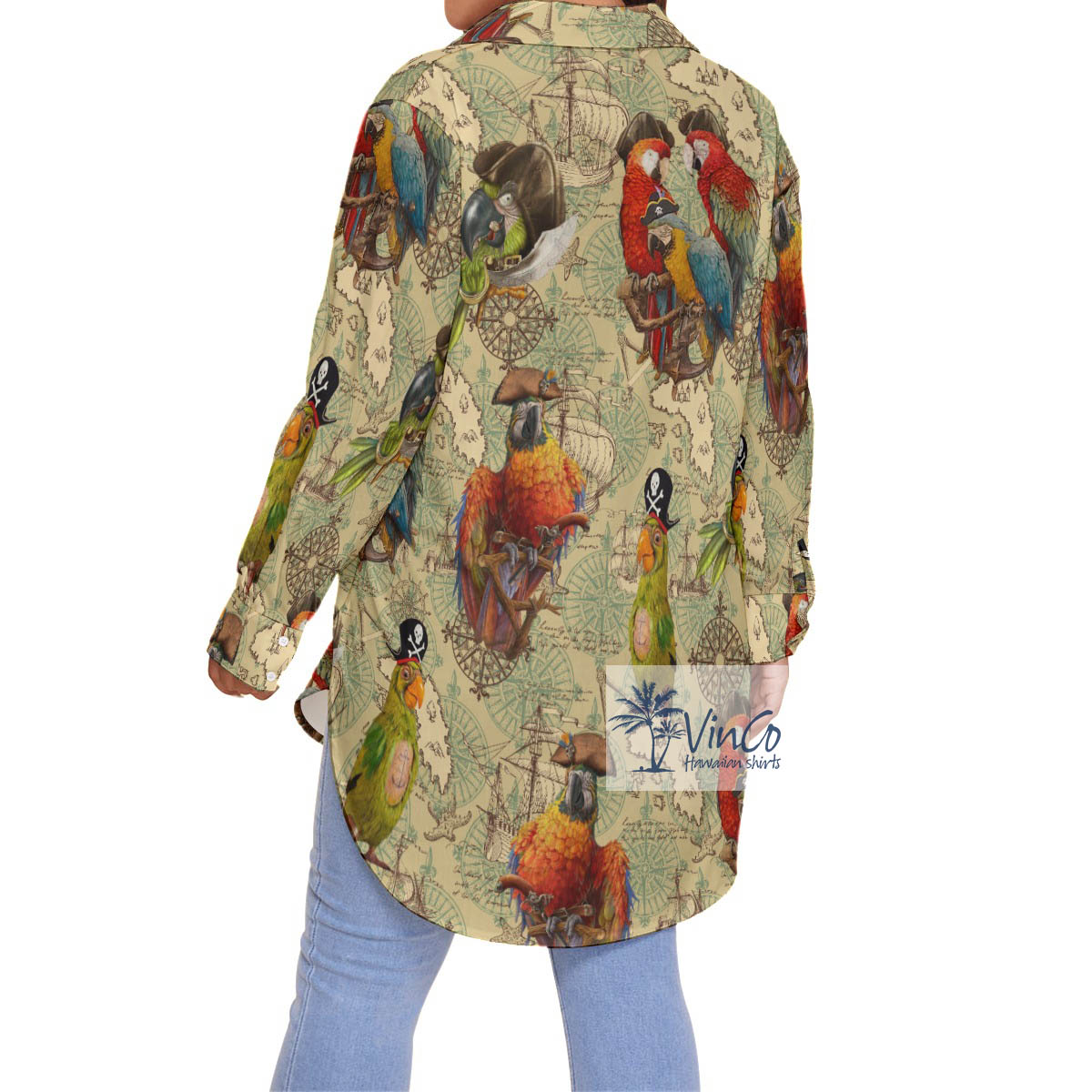Funny Pirate Parrot Hawaiian Oversize Shirt