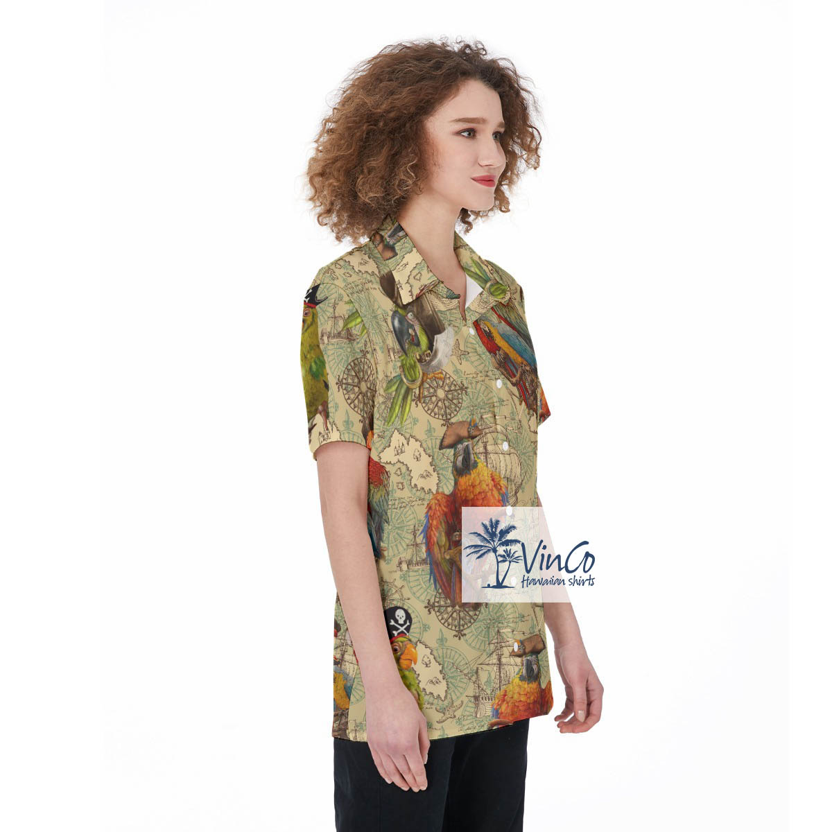 Parrot Pirate Aloha Shirt For Women