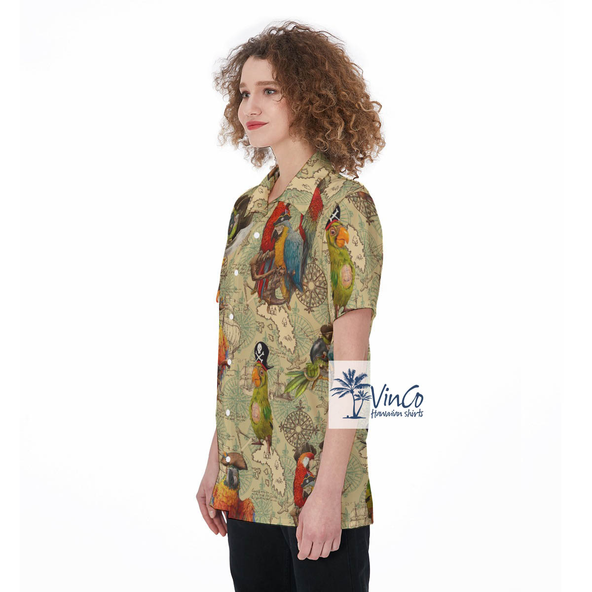 Parrot Pirate Aloha Shirt For Women