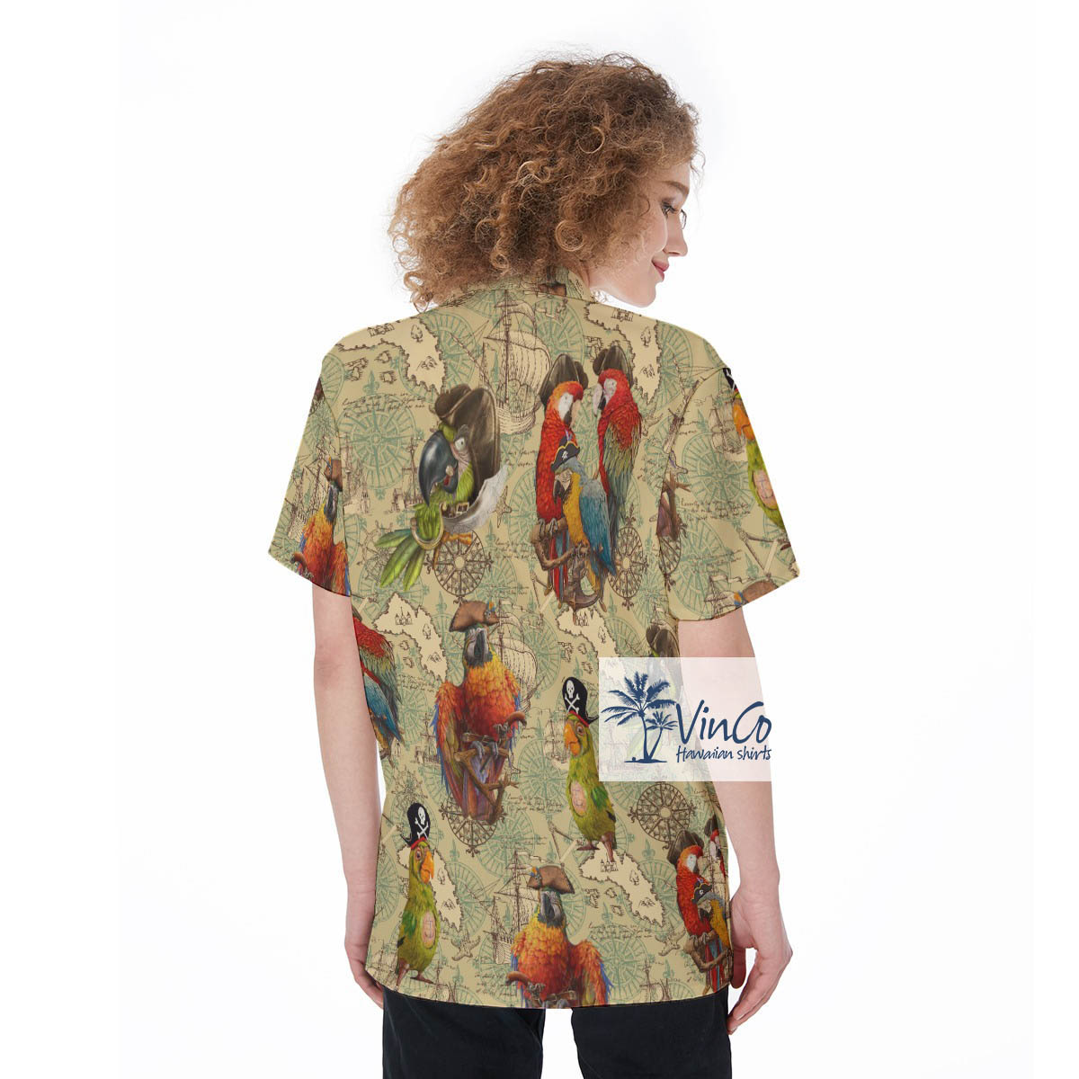 Parrot Pirate Aloha Shirt For Women