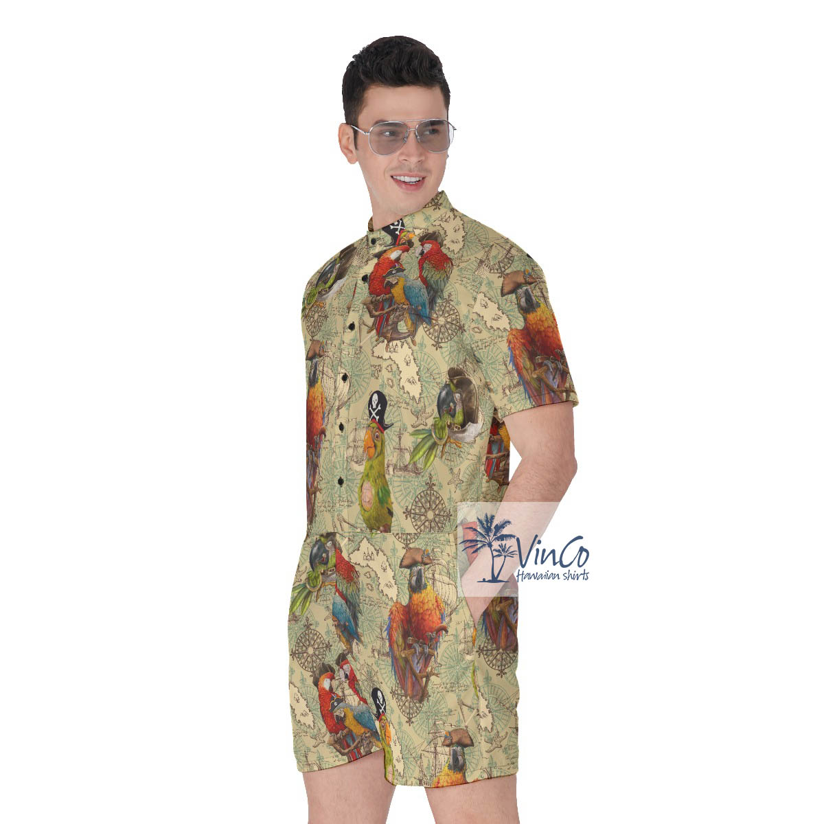 Funny Parrot Pirate Hawaiian Romper
