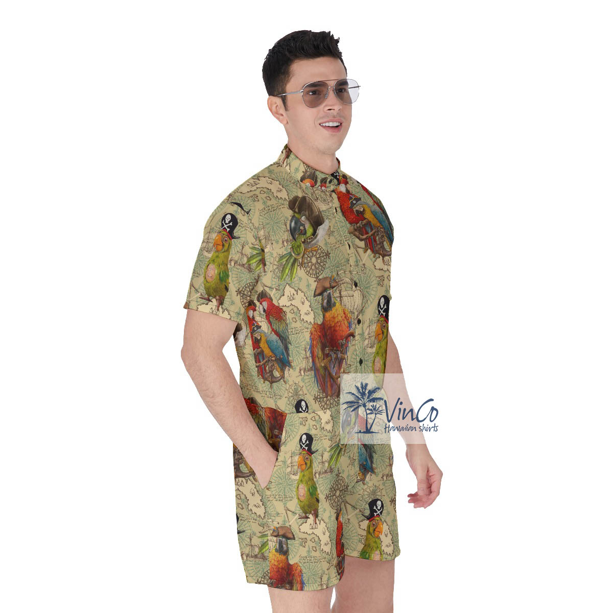 Funny Parrot Pirate Hawaiian Romper