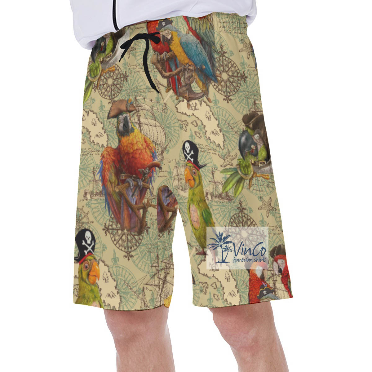 Funny Pirate Parrot Hawaiian Swimwear For Men