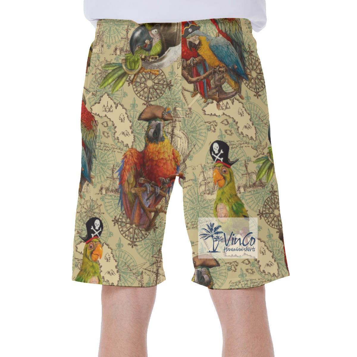 Funny Pirate Parrot Hawaiian Swimwear For Men