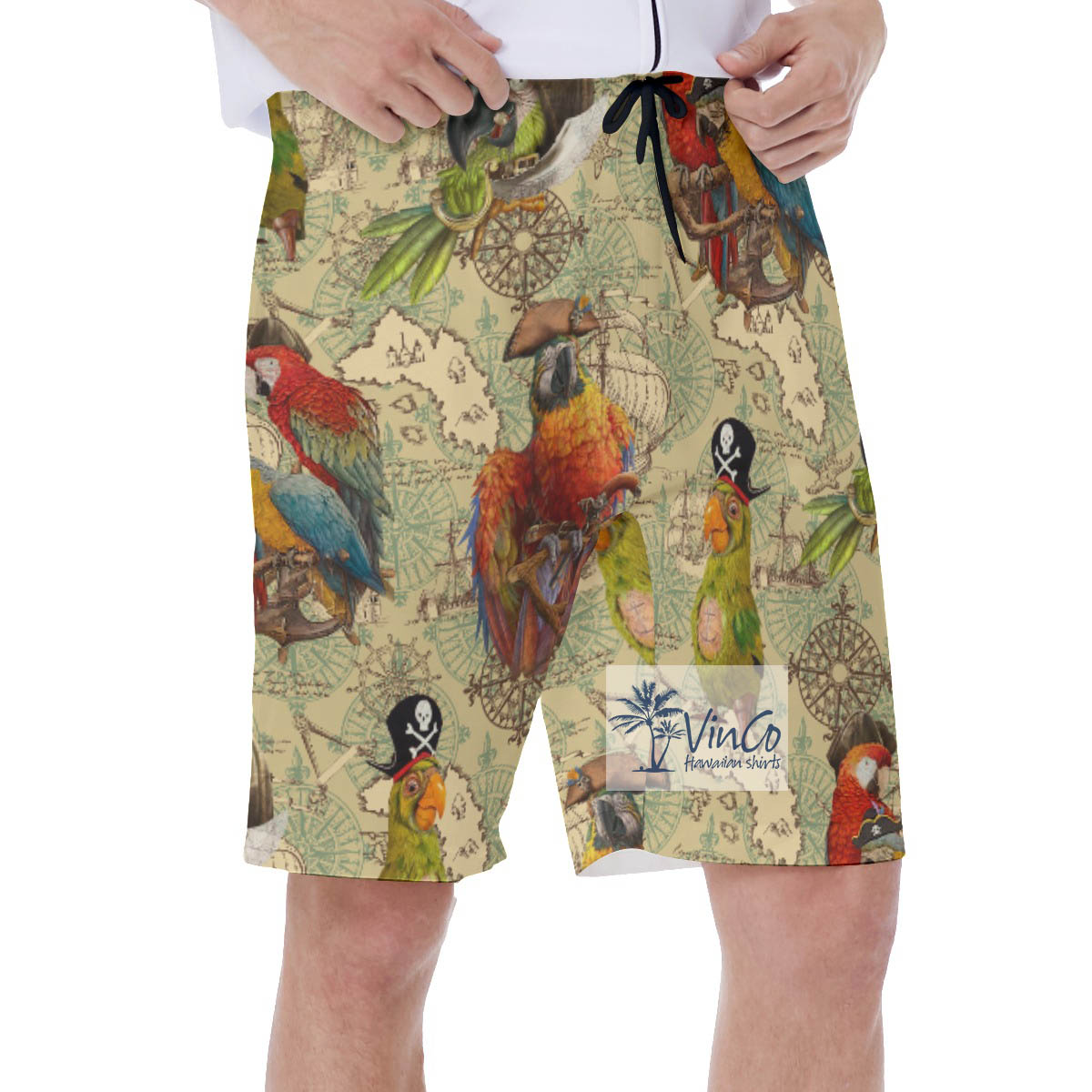 Funny Pirate Parrot Hawaiian Swimwear For Men