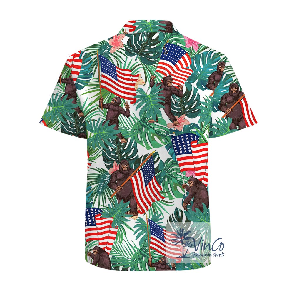 100% Cotton American Bigfoot Hawaiian Shirt for Men