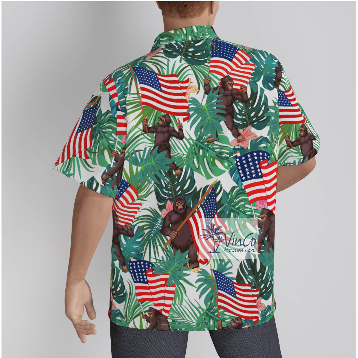100% Cotton American Bigfoot Hawaiian Shirt for Men