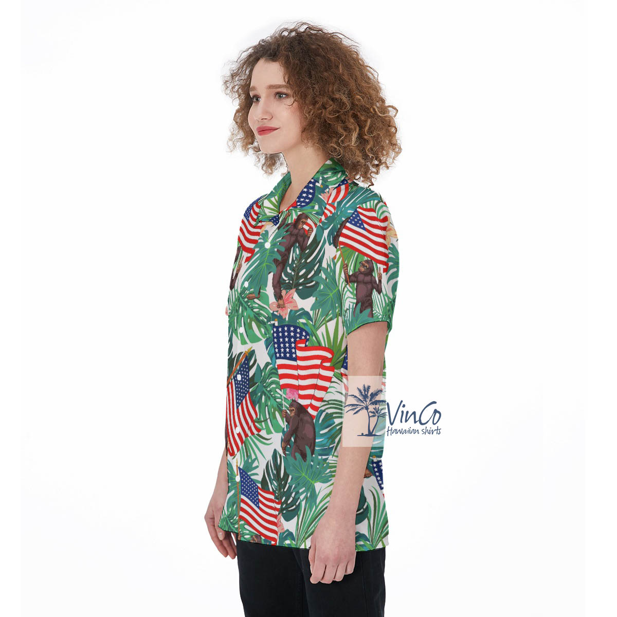 Tropical Bigfoot 4th Of July Aloha Shirt For Women