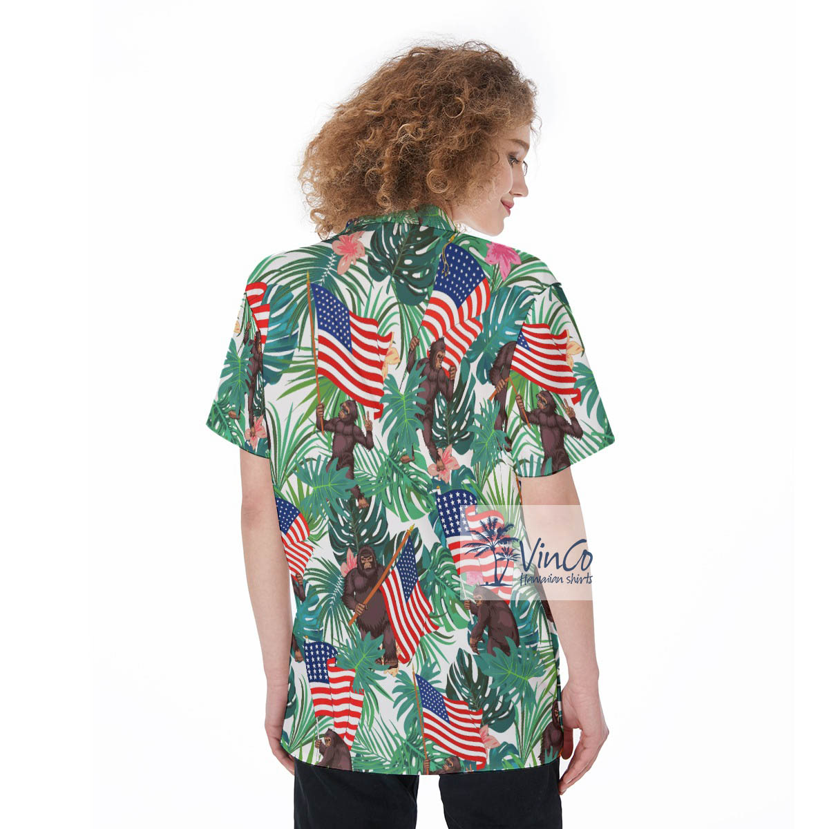 Tropical Bigfoot 4th Of July Aloha Shirt For Women