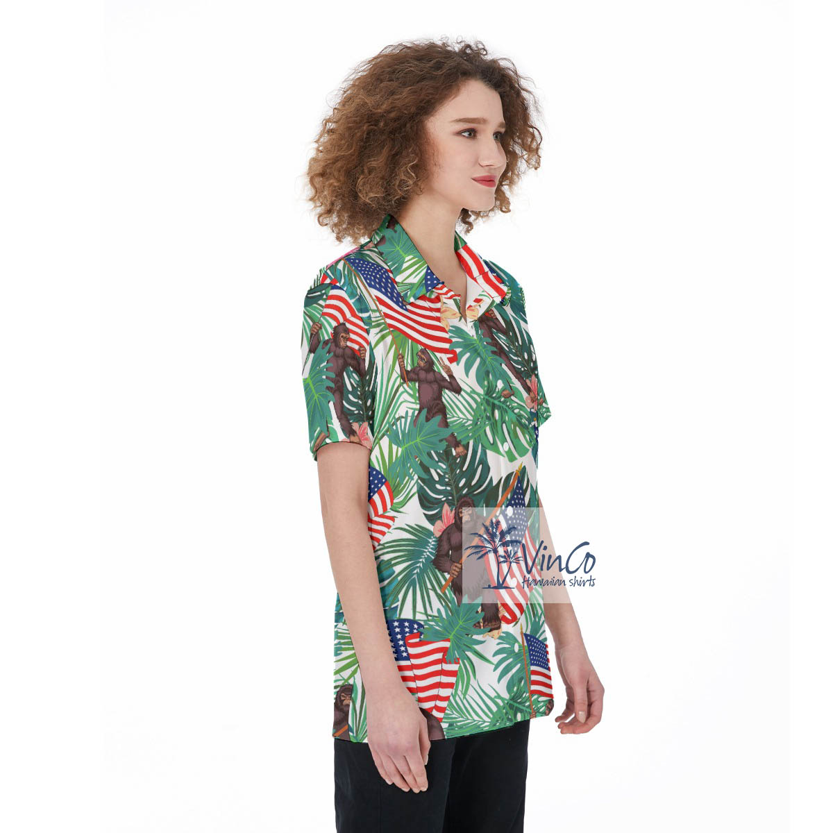 Tropical Bigfoot 4th Of July Aloha Shirt For Women