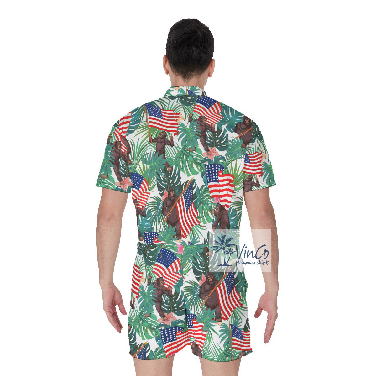 Funny Patriotic Bigfoot Tropical Romper For Men