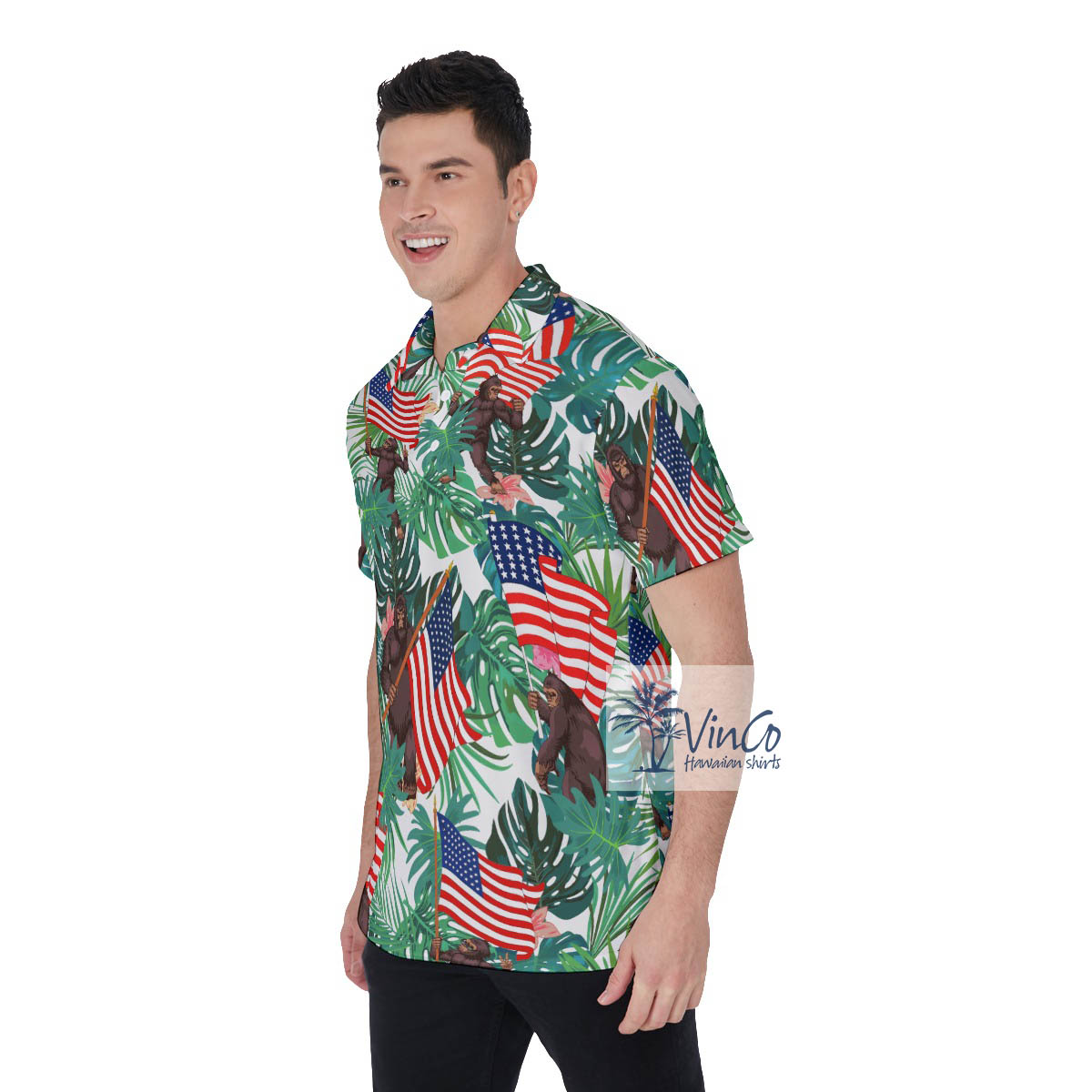 Patriotic Sasquatch Hawaiian Polo Golf Shirt For Men