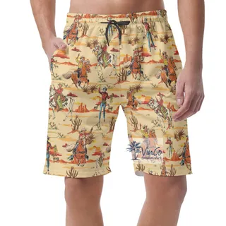 Cool Western Cowboy Hawaiian Beach Shorts For Men