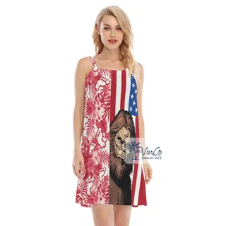 4th Of July Bigfoot Patriotic Summer Hawaiian Dress