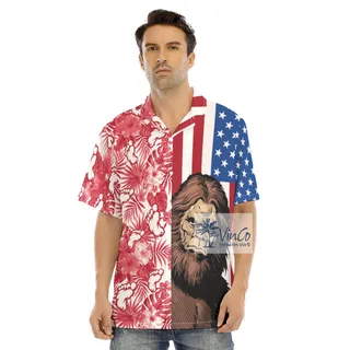 4th Of July Bigfoot Hawaiian Button Up Shirt For Men