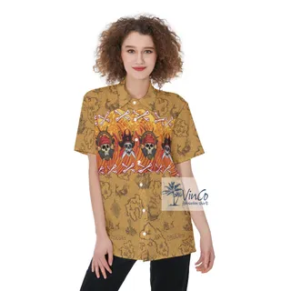 Pirate Skull Vintage Aloha Shirt For Women