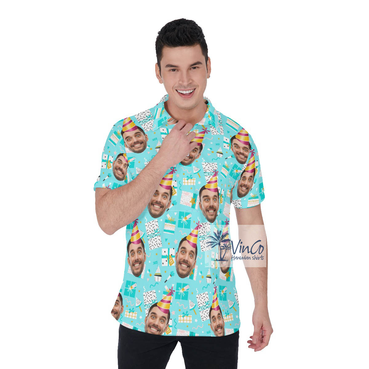 Funny Personalized Faces Aloha Polo Shirt For Men - variant image 1