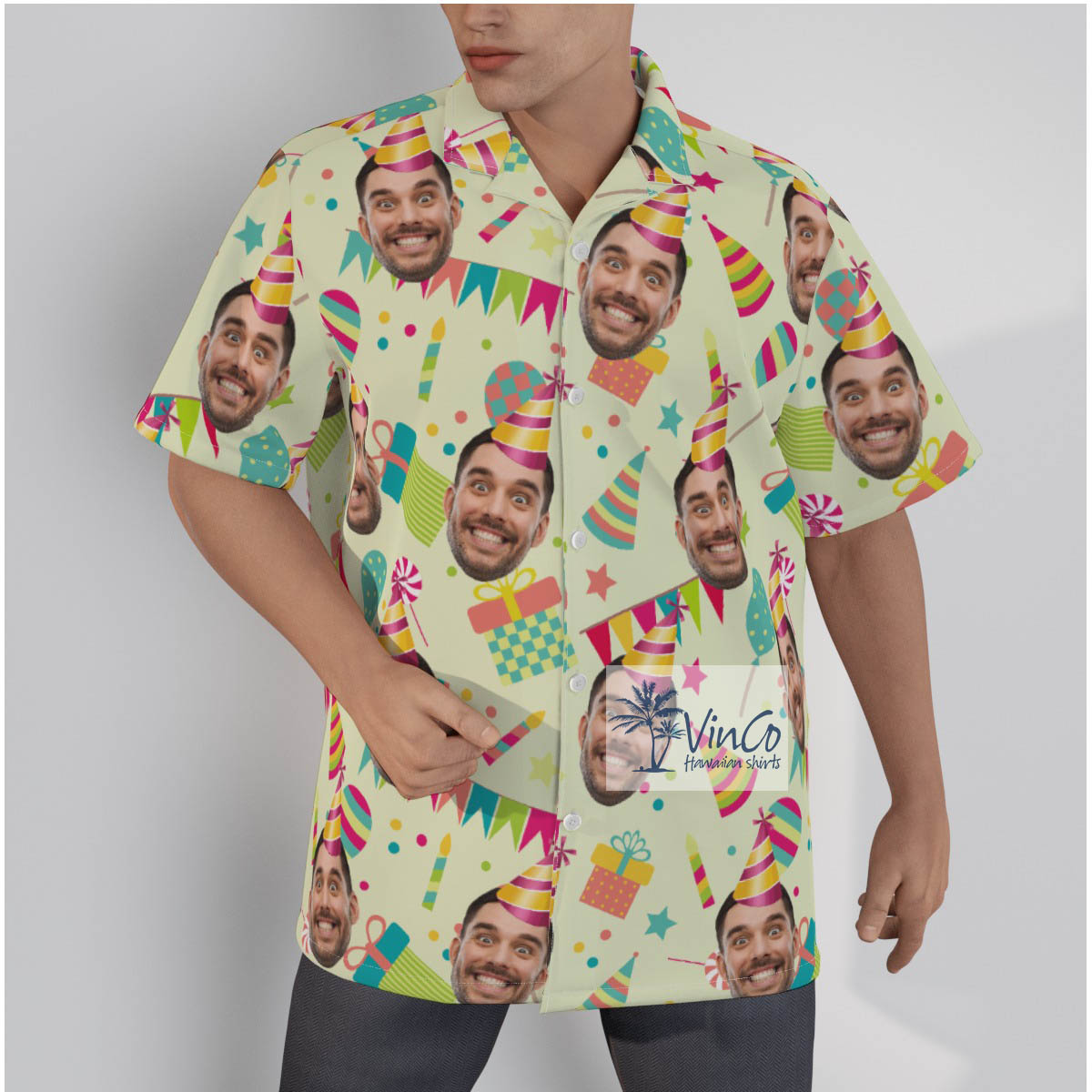 Happy Birthday Custom Face Aloha Shirt For Men - variant image 1