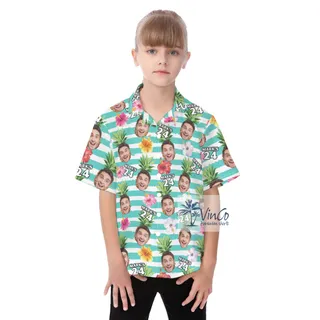 Tropical Custom Face Happy Birthday Hawaiian Shirt For Kids