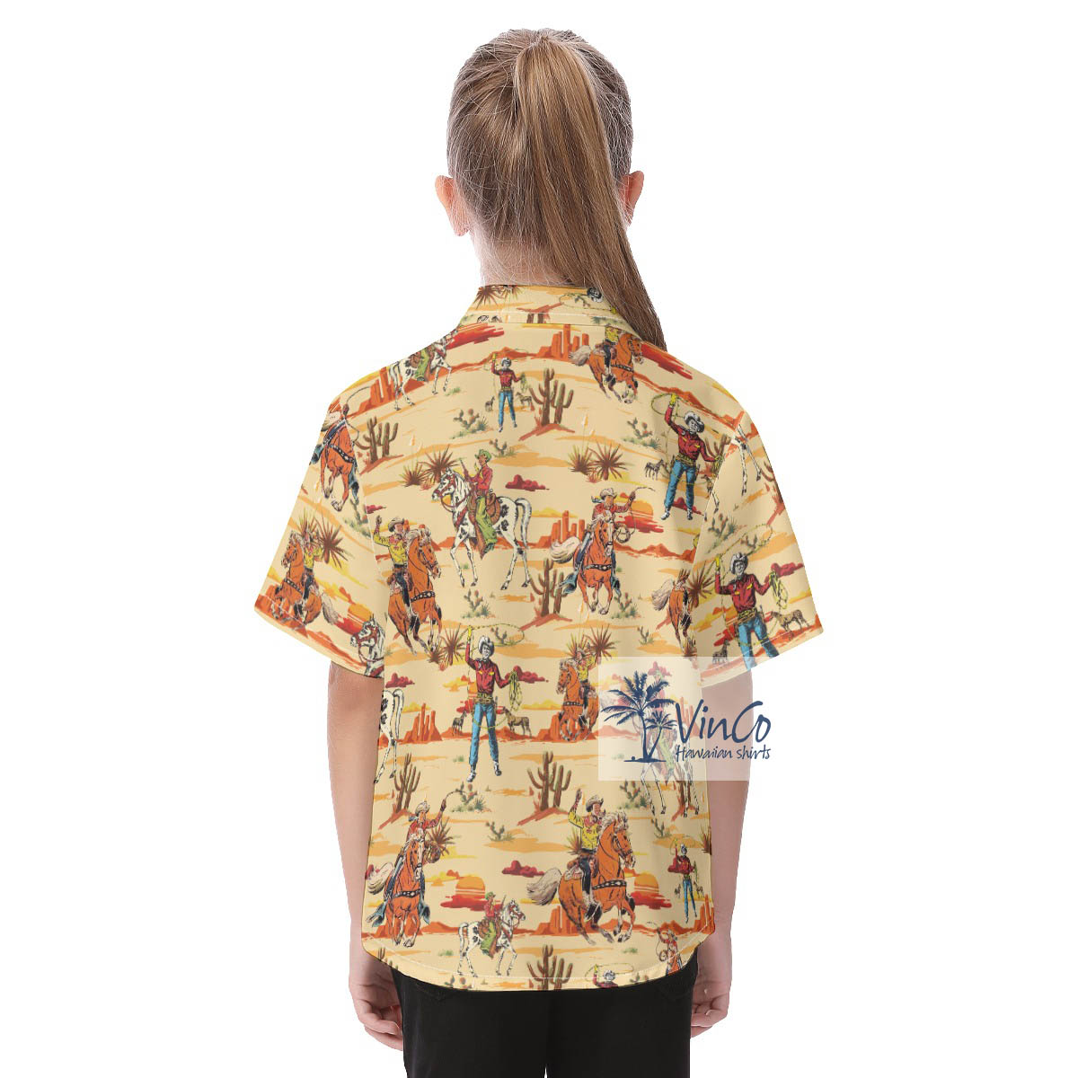 Cute Cowboy Aloha Button Up Shirt For Kids