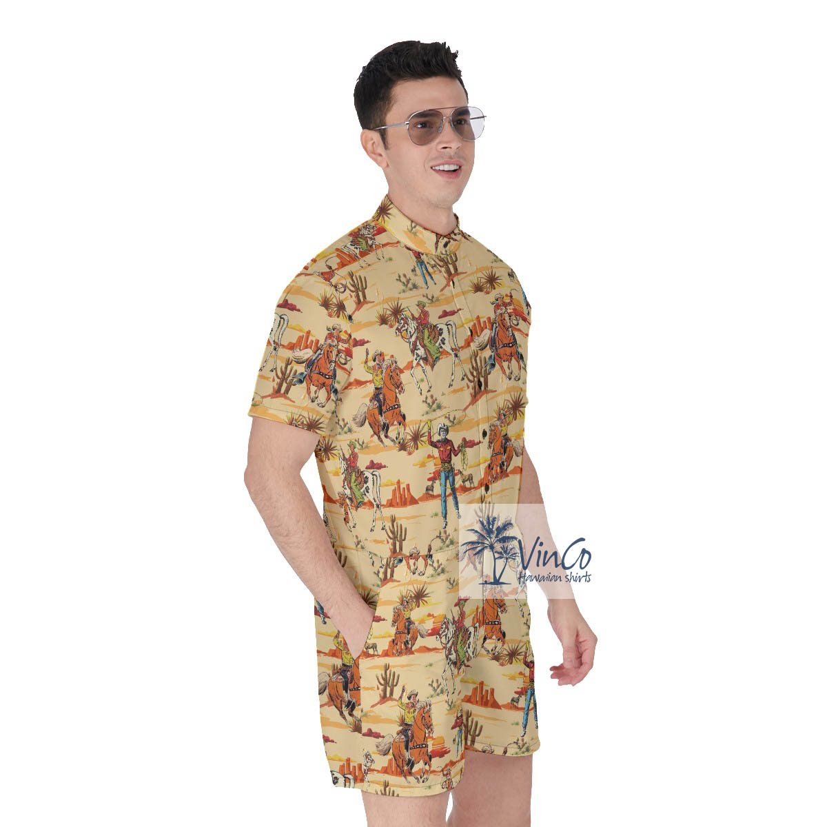Western Cowboy Men's Hawaiian Romper