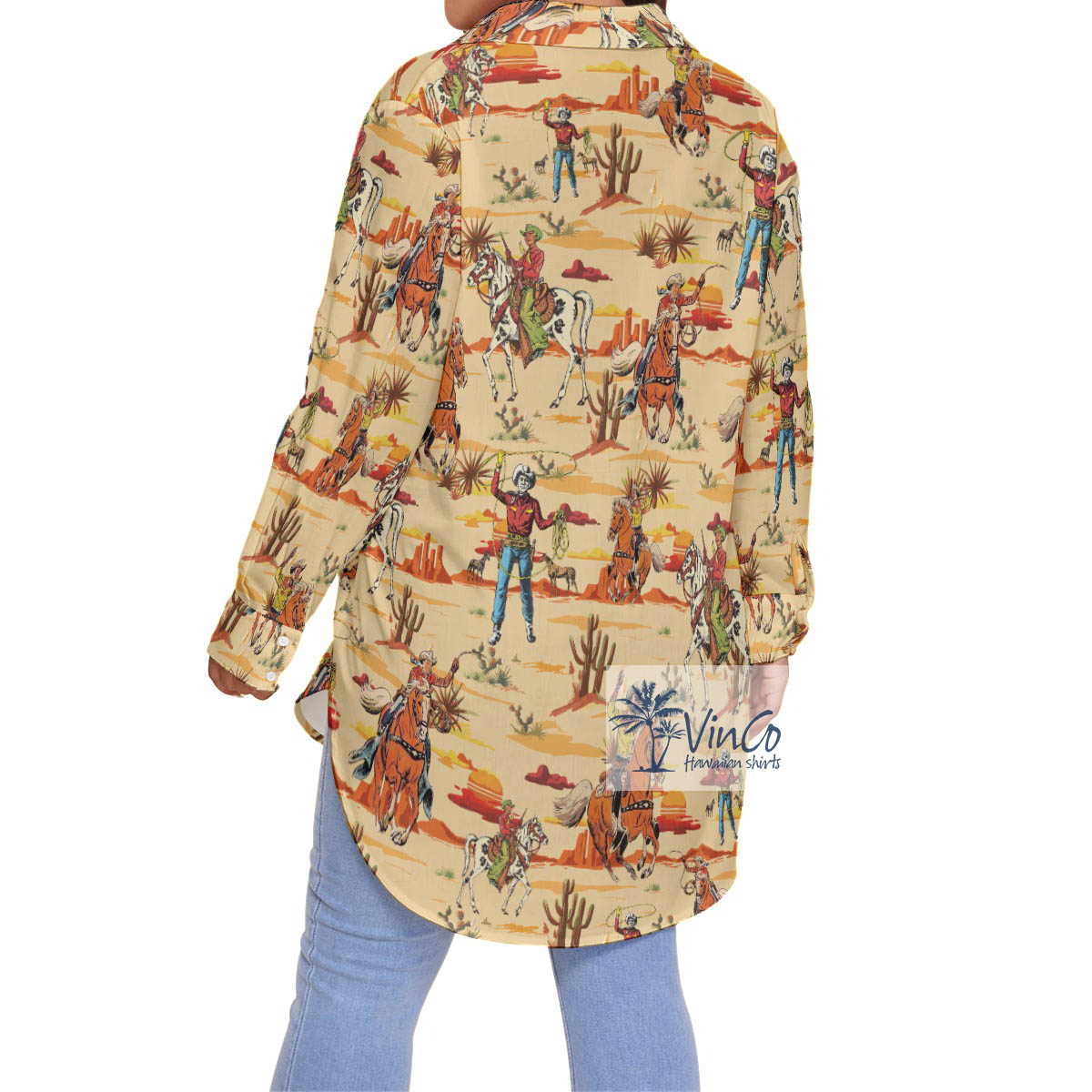 Cool Cowboy Plus Size Aloha Shirt For Women