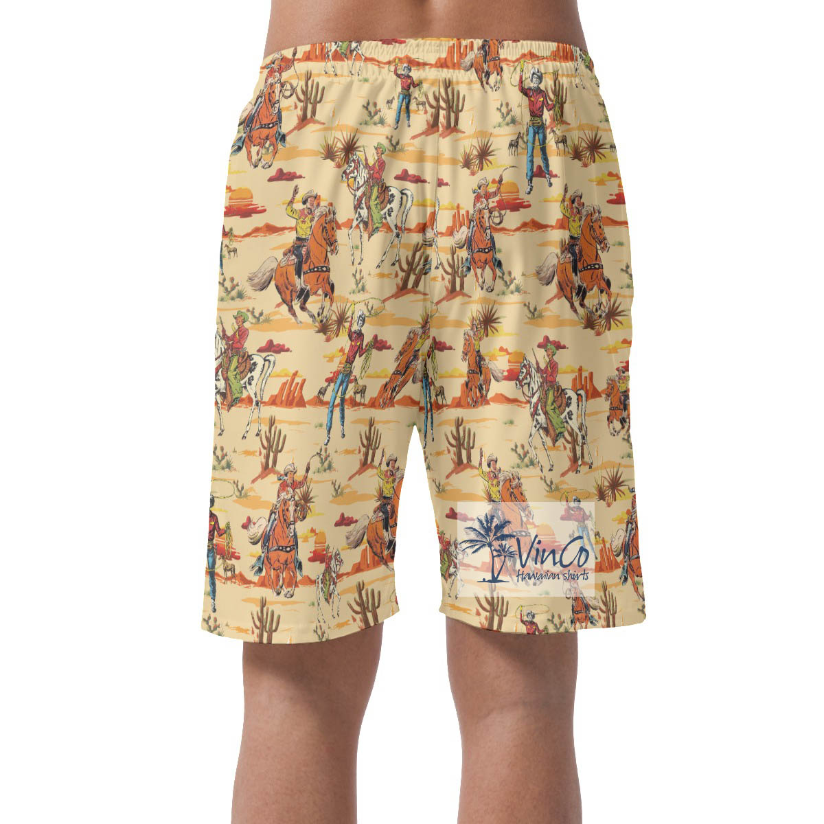 Cool Western Cowboy Hawaiian Beach Shorts For Men